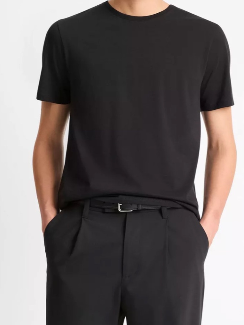 VINCE PIMA COTTON CREW NECK T SHIRT BLACK - XS